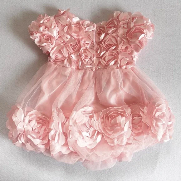 2 pc. Set Pink Floral Baby Dress 6-9 months - Picture 6 of 10